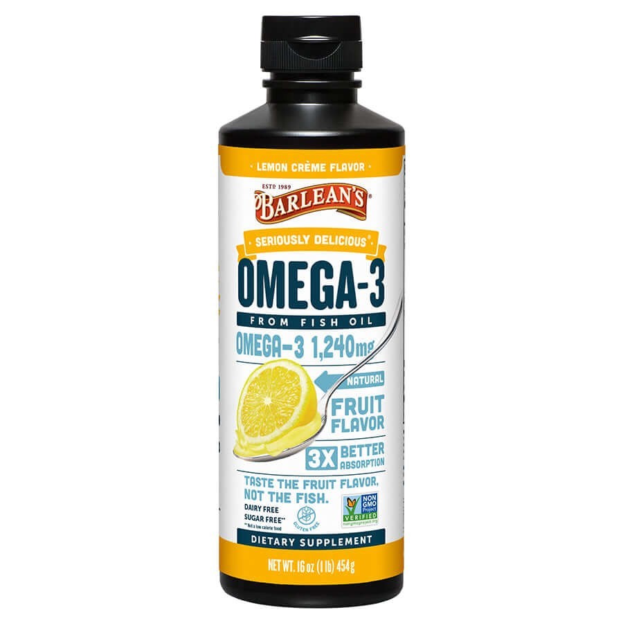 Barlean’s Seriously Delicious Omega-3 – 1,240 mg, Lemon Creme Flavor, 16 oz.