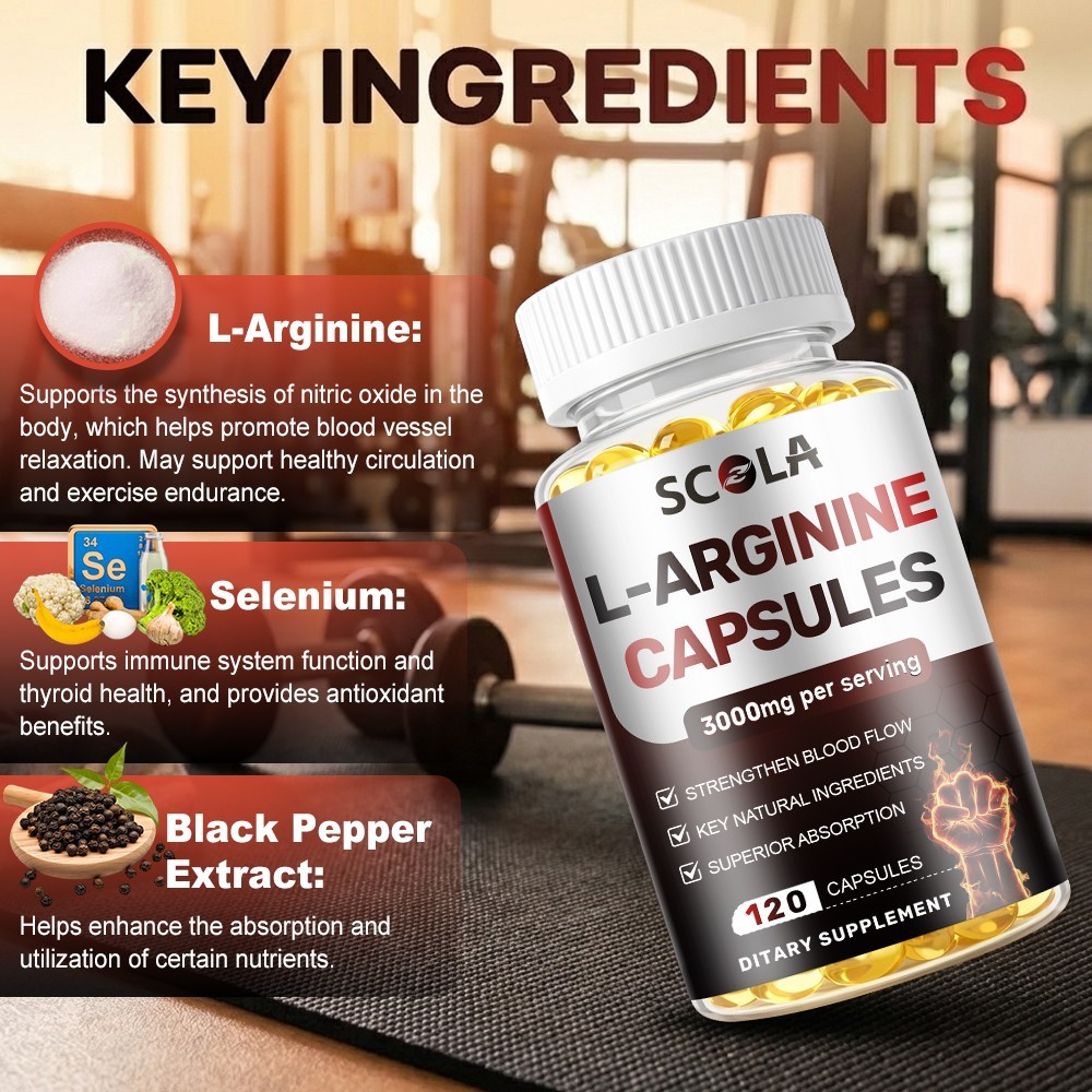 60/120PC L-Arginine 3000 MG, Extra Strength Nitric Oxide & Circulation Boost