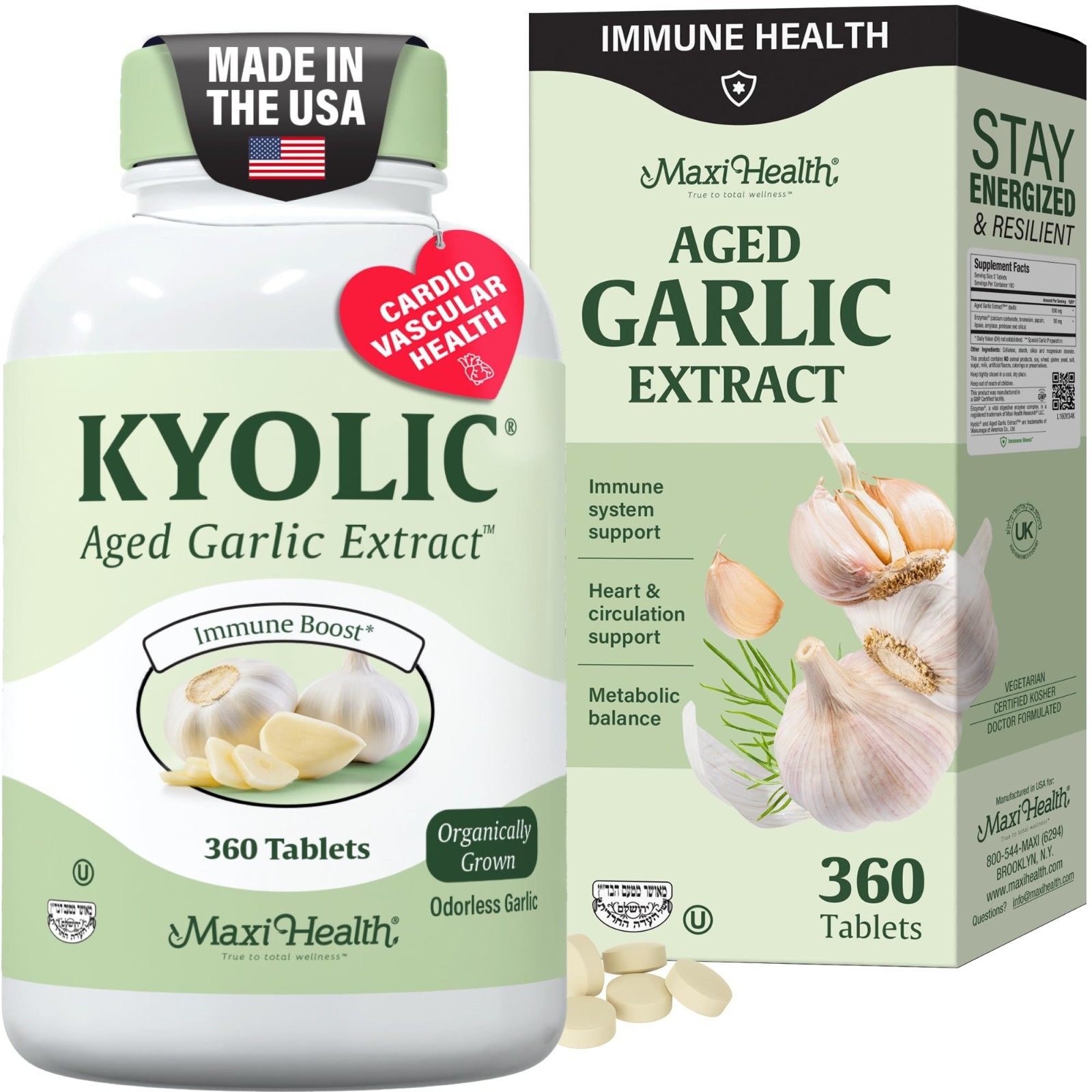 Aged Garlic Extract Supplement 360 Count | Odorless Immune & Heart Support | Veg