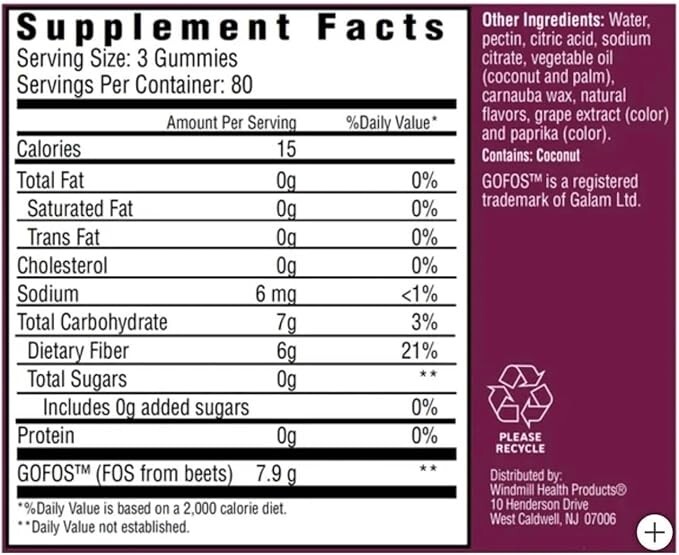 Country Farms Fiber Care Prebiotic Fiber Gummies Mixed Fruit Flavor, 240 Count