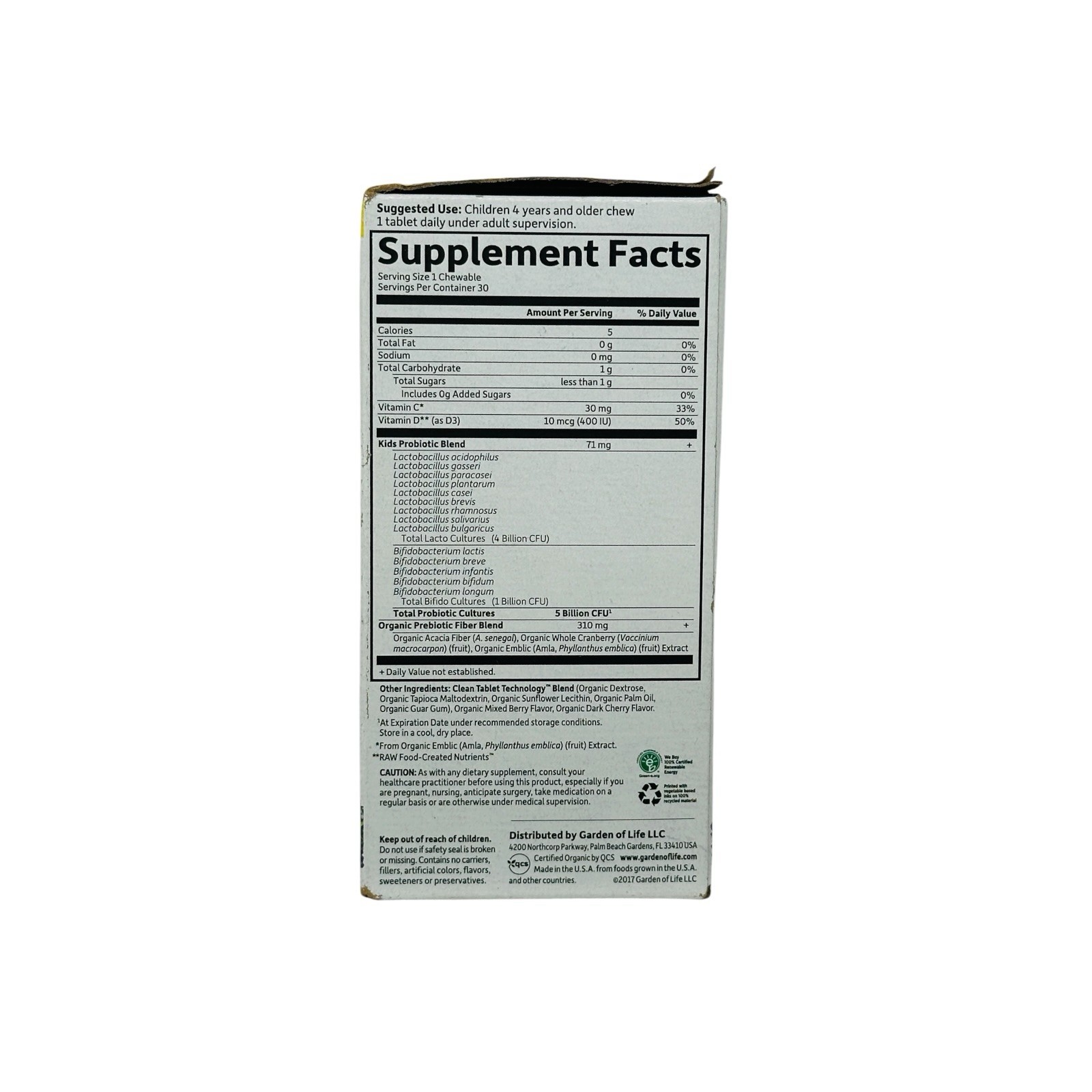 Dr. Formulated Probiotics, Organic Kids + Probiotics + Vitamins C & D Exp 08/26