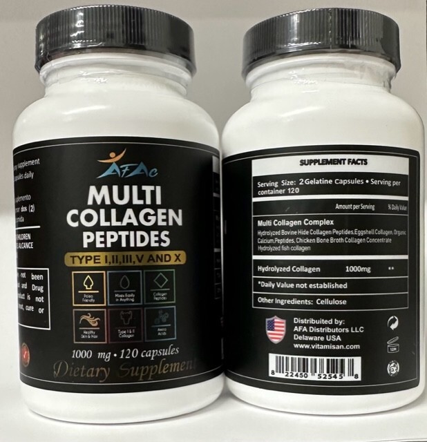 Collagen PEPTIDES Types I, II, III, V, X Colagen Anti aging support skin 120 CT