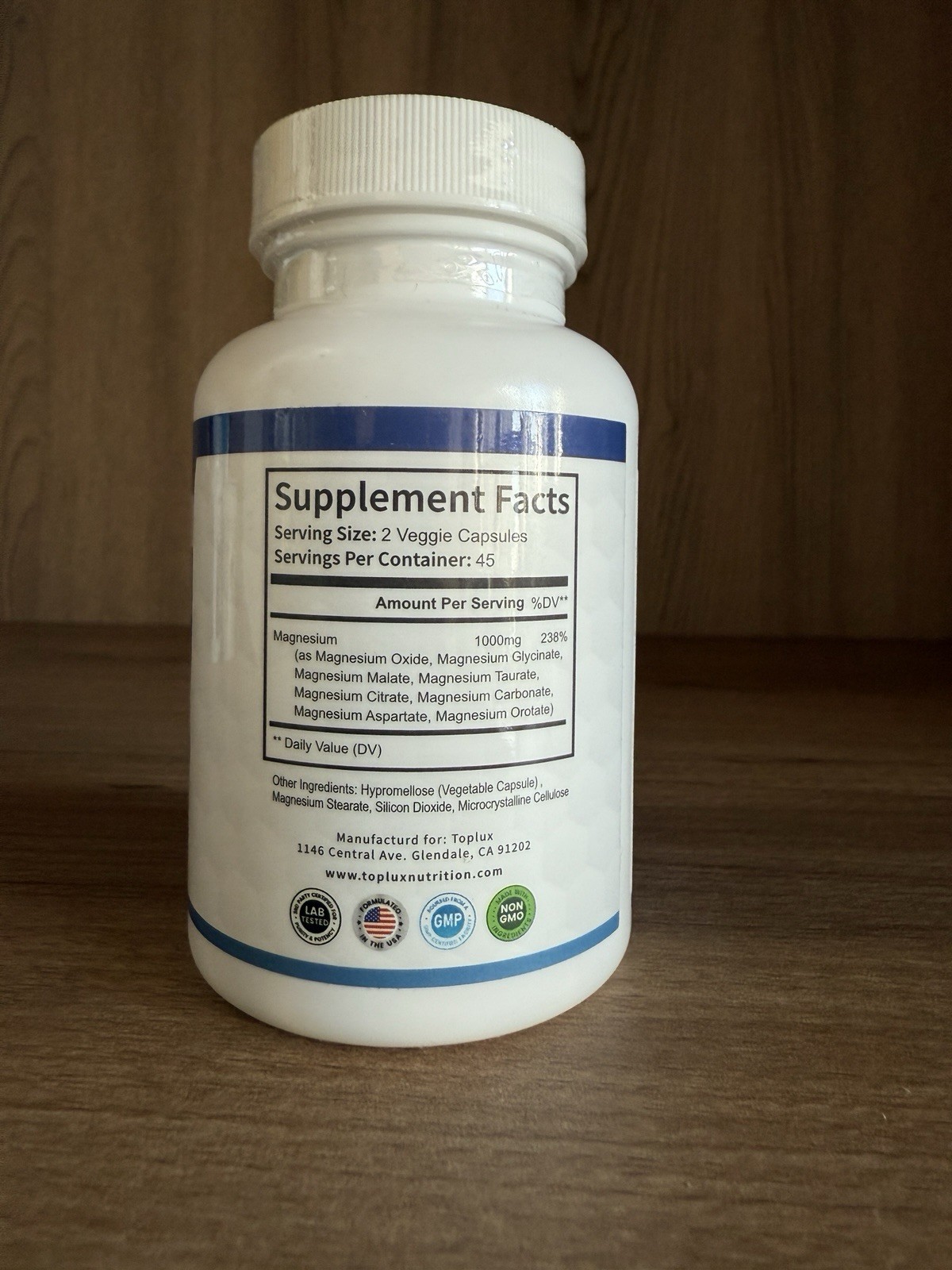 3- Packs Toplux Nutrition Magnesium Complex 1000mg Non-GMO 90 Capsules, 5 Forms