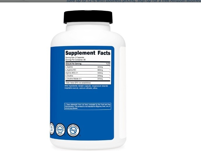 Nutricost Nitric Oxide Booster 2250mg, 180 Capsules – 750mg Per Casule, 60 Servi