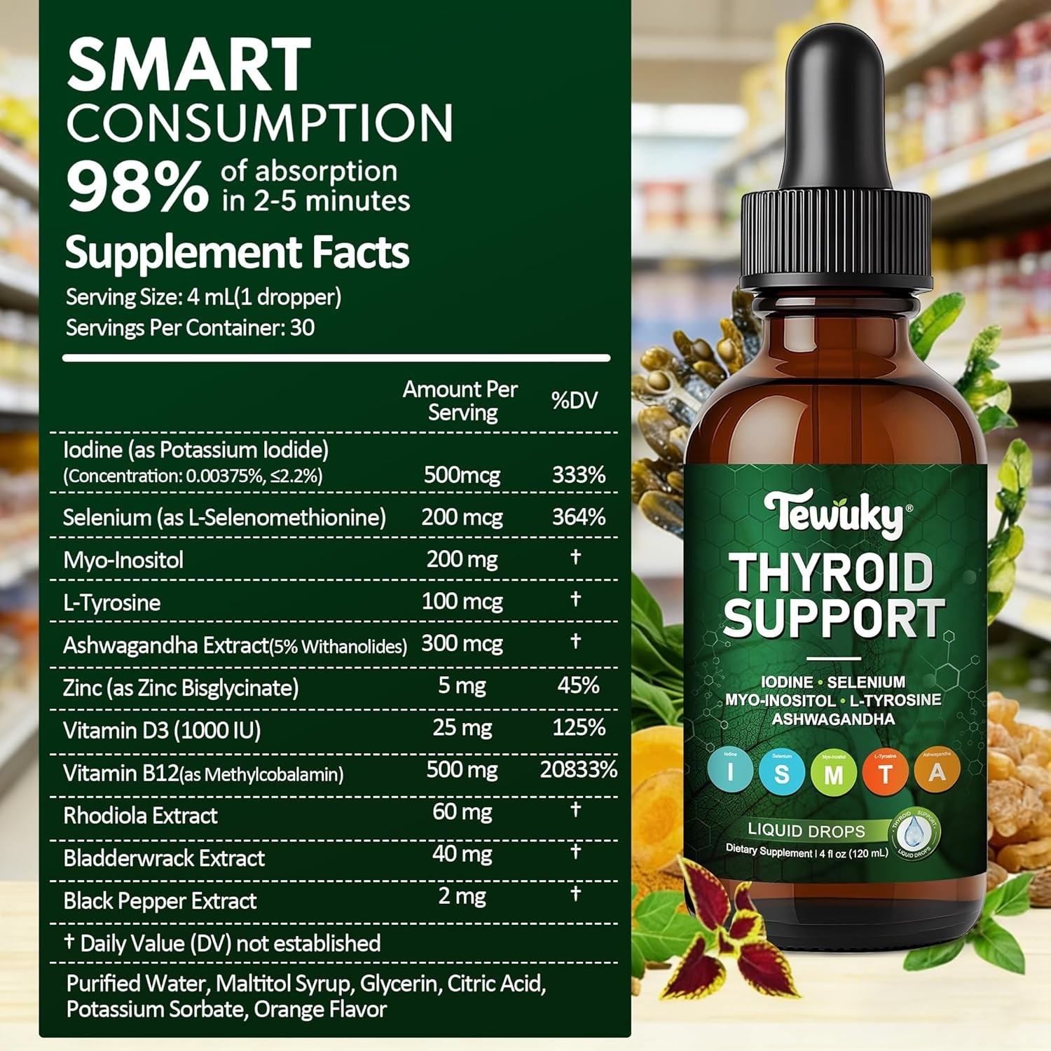 Thyroid Support Supplement Metabolism Booster, Energy, Brain Fog & Thinning Hair