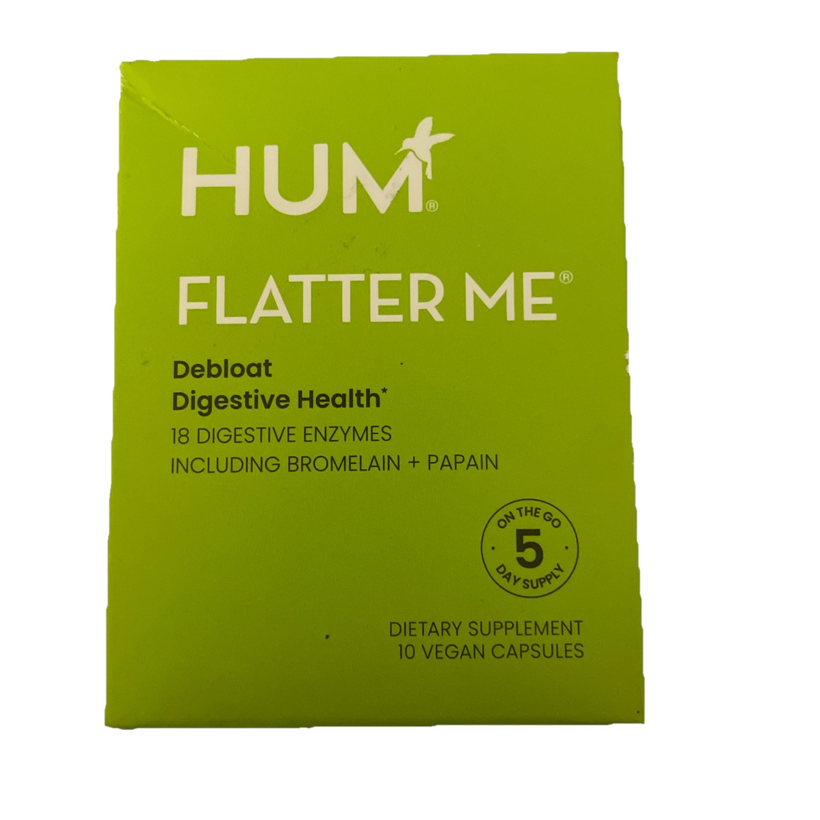 HUM Flatter Me Vegan Capsules Debloat Digestive Health Bloating Relief – 10ct