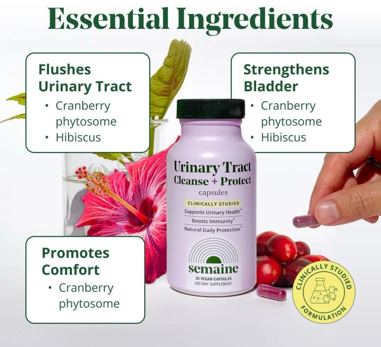 Urinary Tract Cleanse & Protect 30 Ct Bladder Support Supplement for Women Cranb