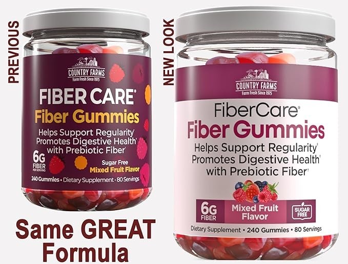 Country Farms Fiber Care Prebiotic Fiber Gummies Mixed Fruit Flavor, 240 Count