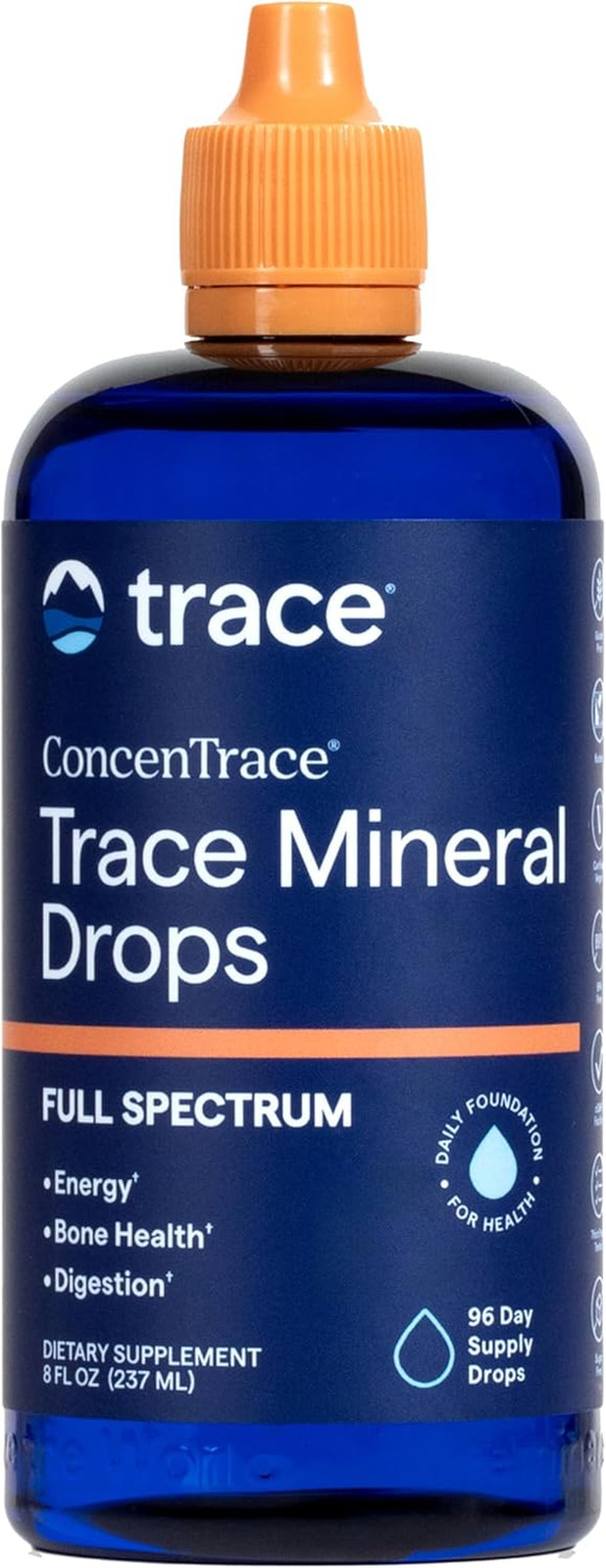 Trace Mineral Drops 8 Fl Oz Liquid Mineral Supplement with 70+ Essential Mineral