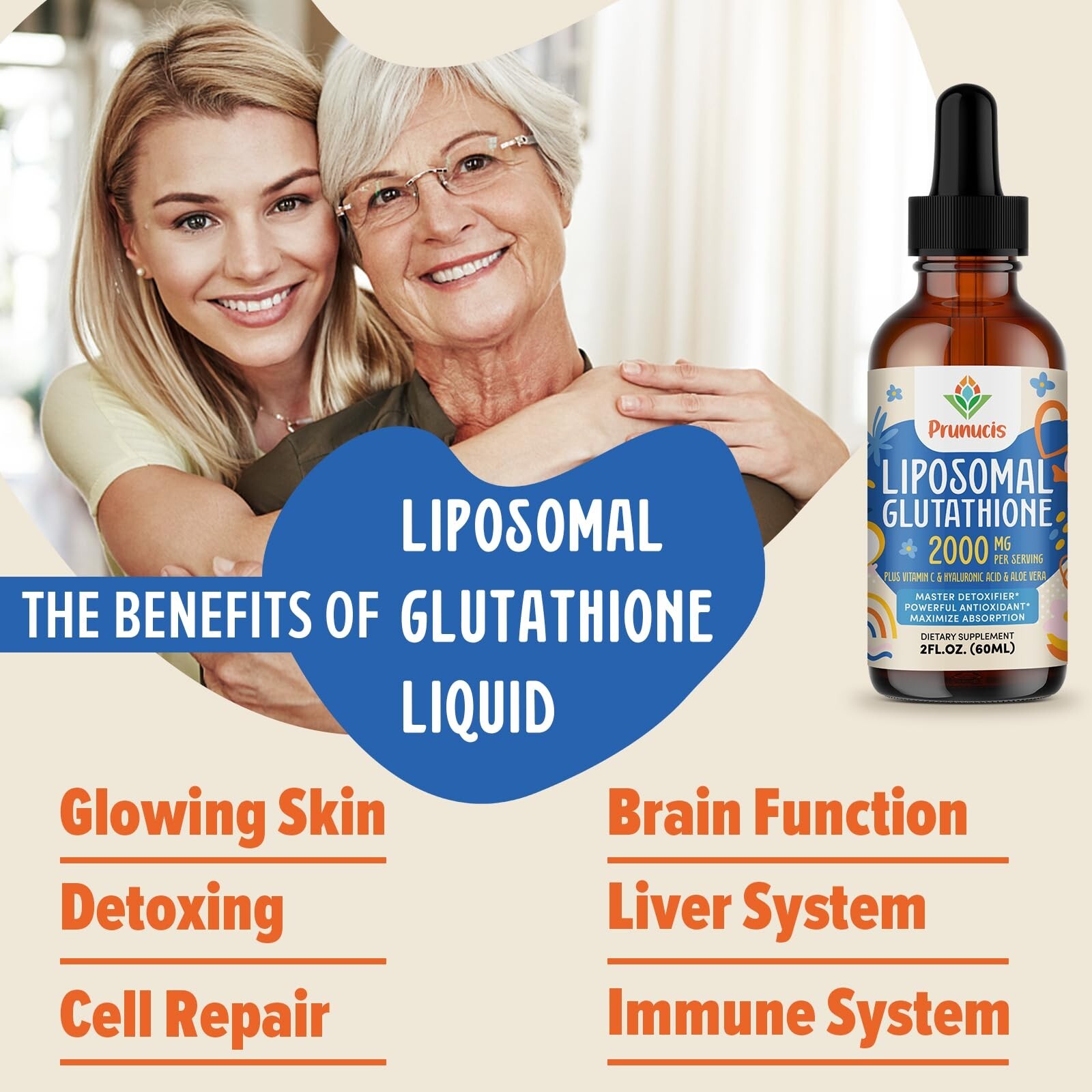2000MG Liposomal Glutathione Liquid 98% Absorption (4.05 Fl Oz x 2)