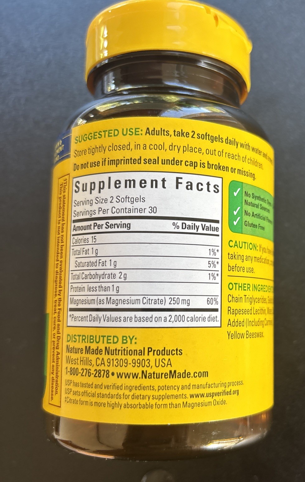 🔥 Nature Made Magnesium Citrate 250mg, 60 Softgels, Absorb better,EXP 12/2026🔥