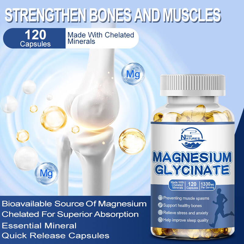Magnesium Glycinate 1330mg 120 Capsules for Calm, Stress, Sleep, Leg Cramp,Heart