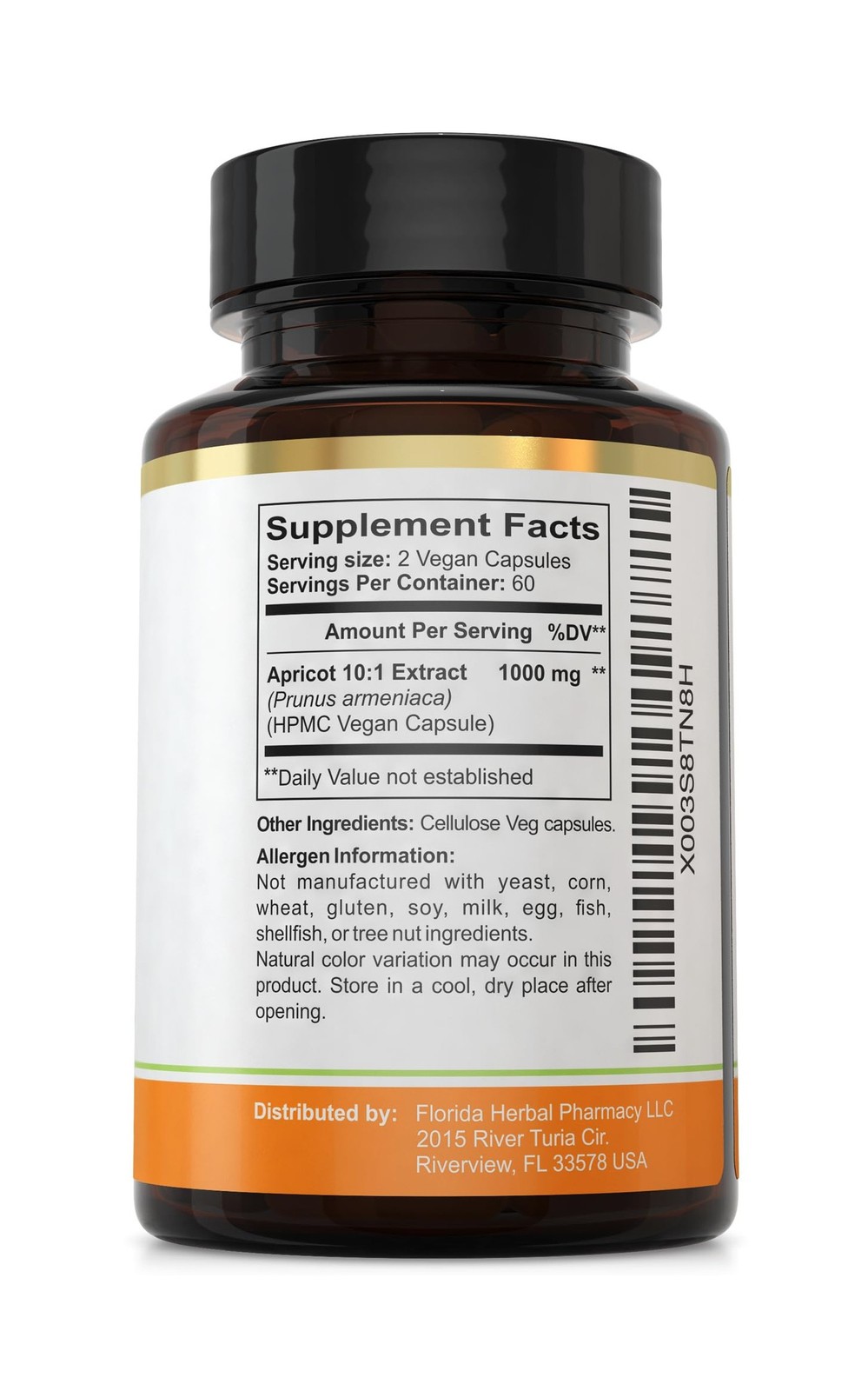 Florida Herbal Pharmacy, Apricot Supplement Capsules 120 Count (Pac… Fast Ship