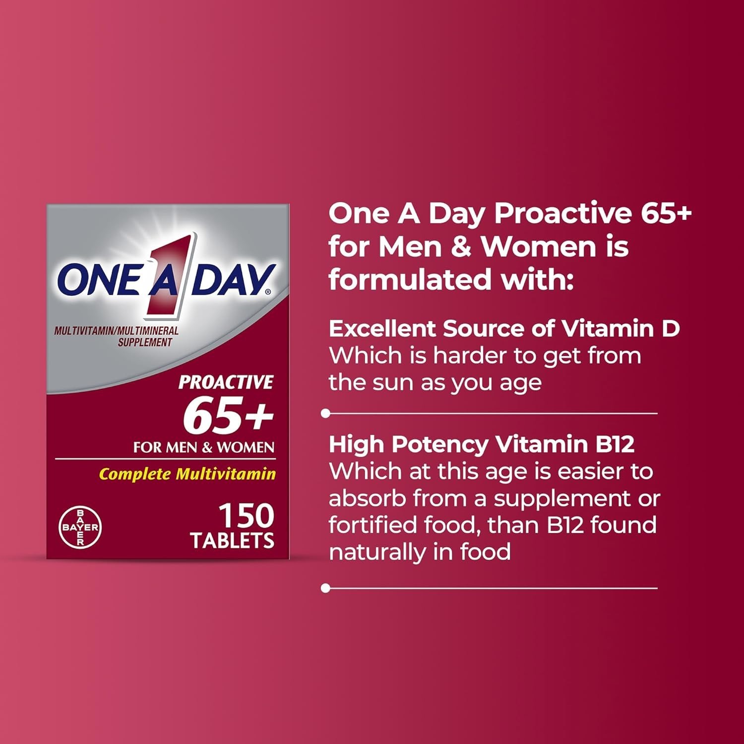 Proactive 65+, Mens & Womens Multivitamin, Supplement with Vitamin A, C, D, a…