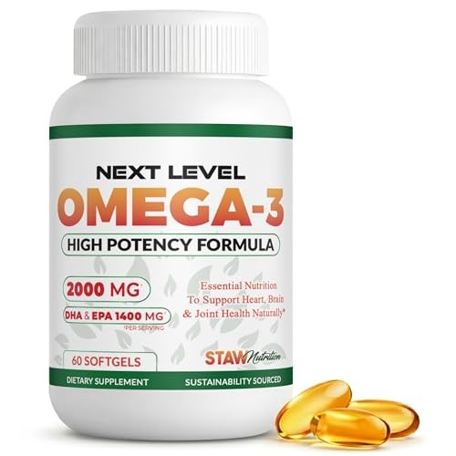 Omega 3 Fish Oil Supplement – 2000 mg Per Serving Containing 800 mg EPA & 600
