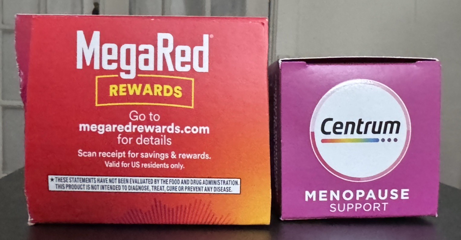 MegaRed Omega 3 Fish Oil 500/ Centrum Menopause Support