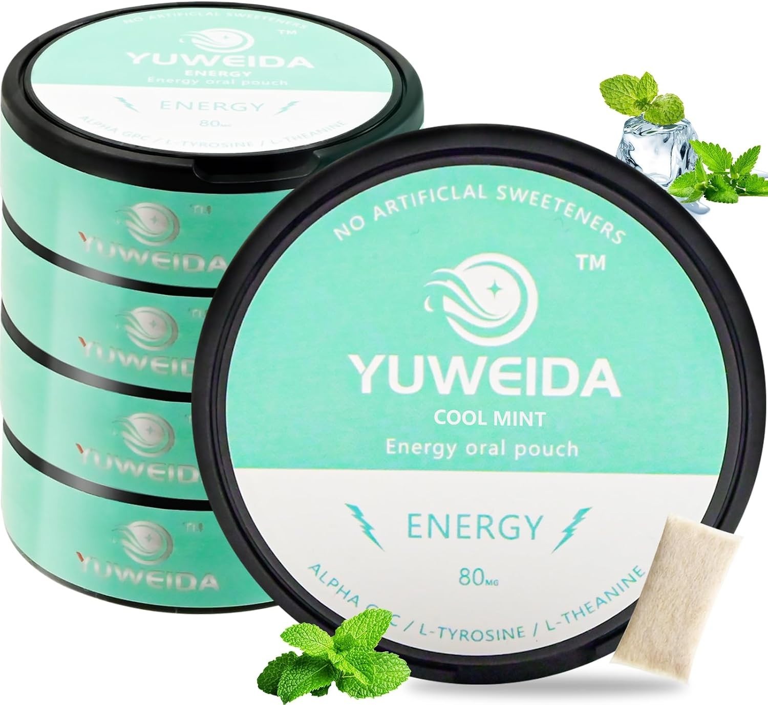 Pocket-Sized Mint Energy Pouches with Brain Boosting Formula