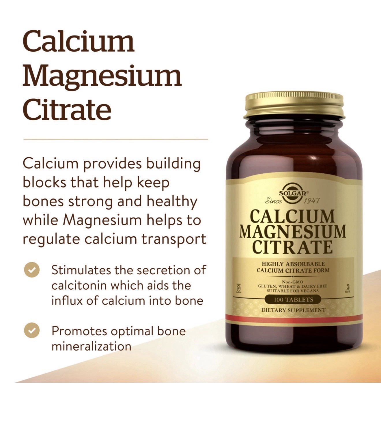 Solgar Calcium Magnesium Citrate 100 Tablets