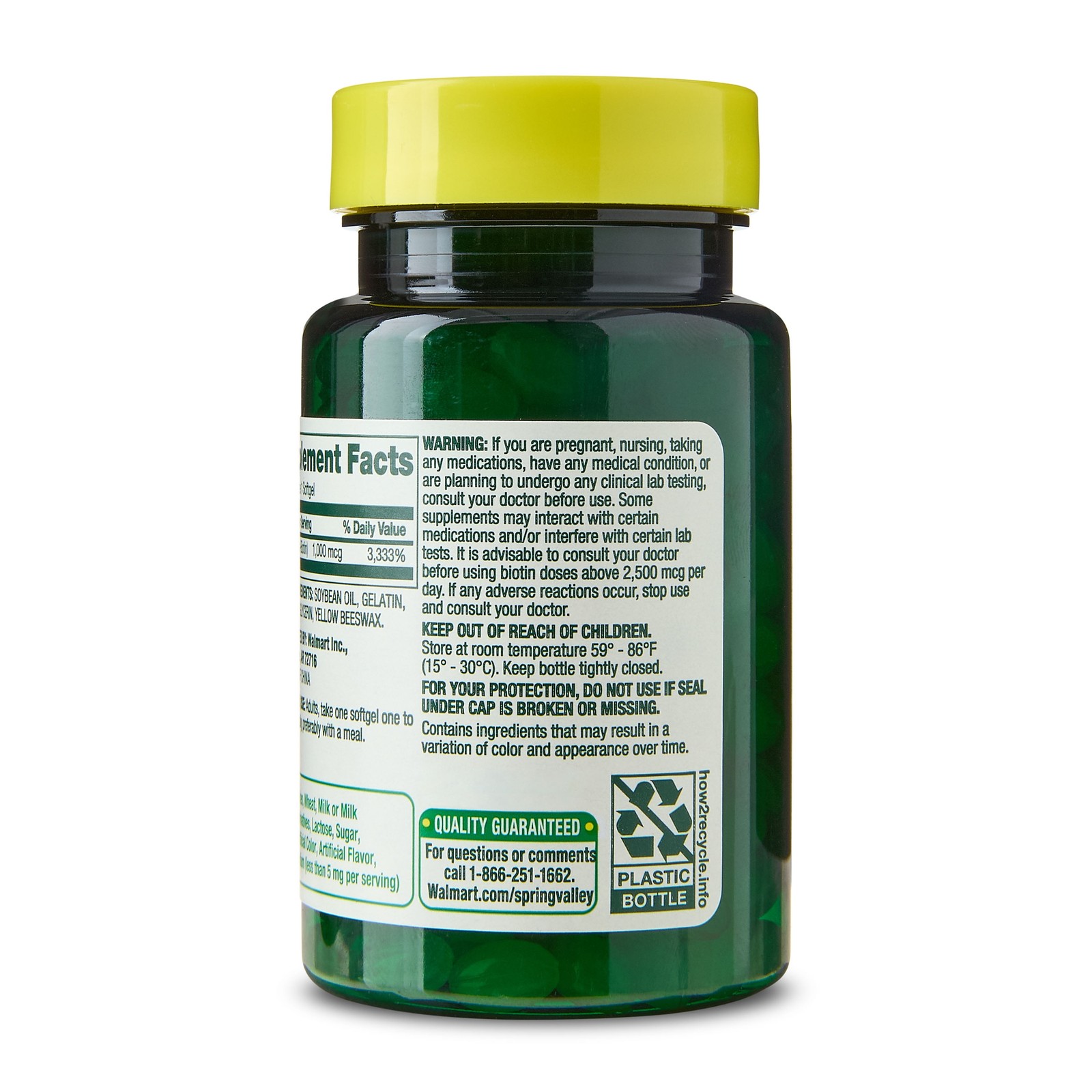 Spring Valley Biotin 1000mcg 150 Softgels Skin Hair Nail Health Supplement USA