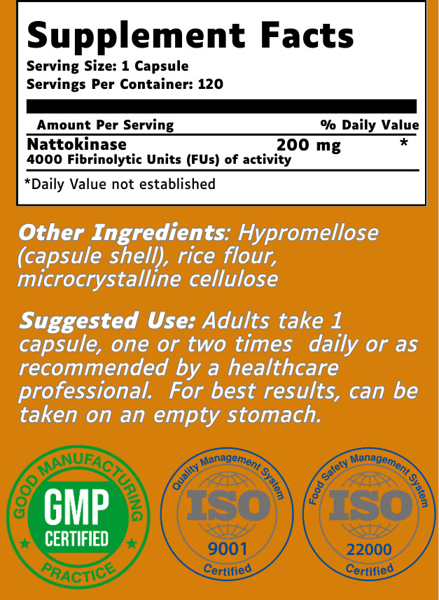 Elevated Nutrition 120 servings of Nattokinase 4,000 FU Capsules