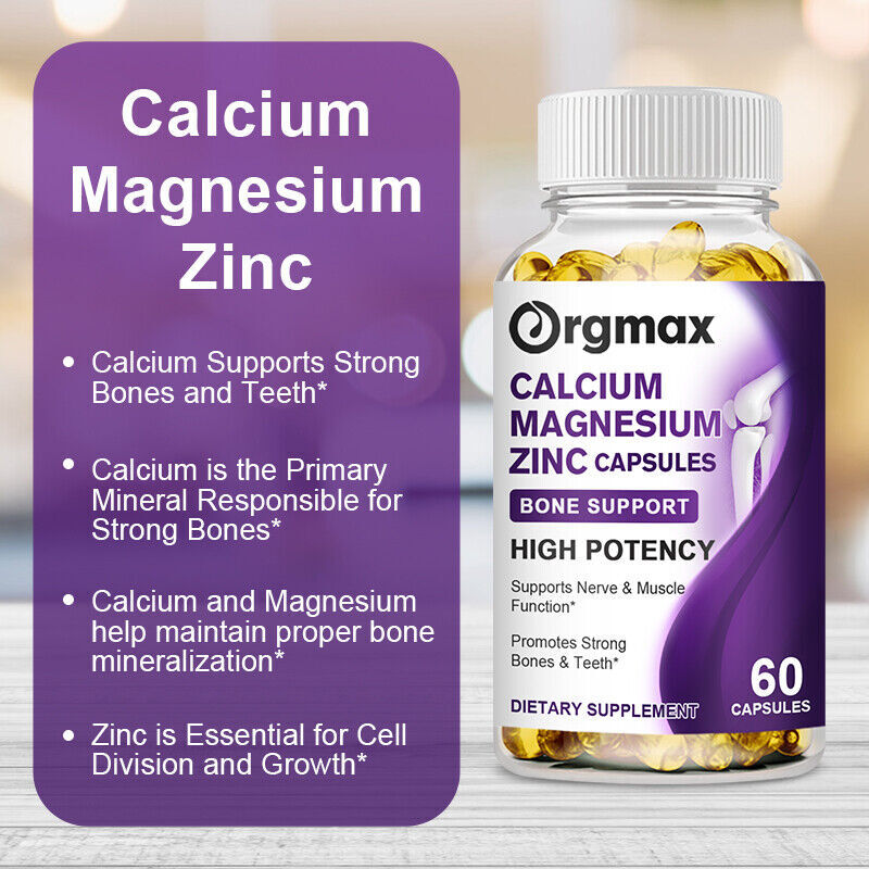 Calcium Magnesium Zinc with Vitamin D3 Strong For Bone Health Muscle Improvement