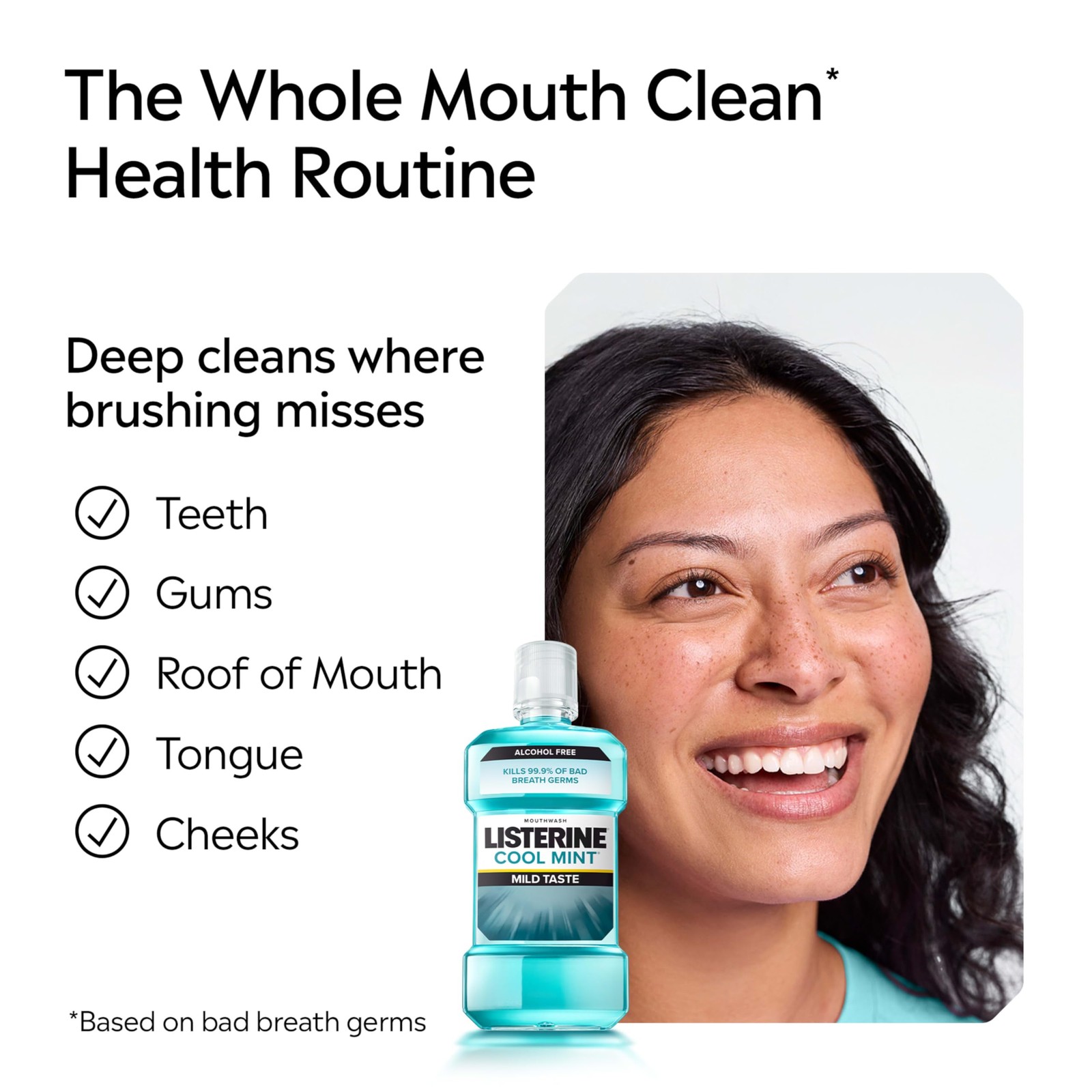 Listerine Cool Mint Alcohol Free Mouthwash, 33.8 Fl Oz (Pack of 1),