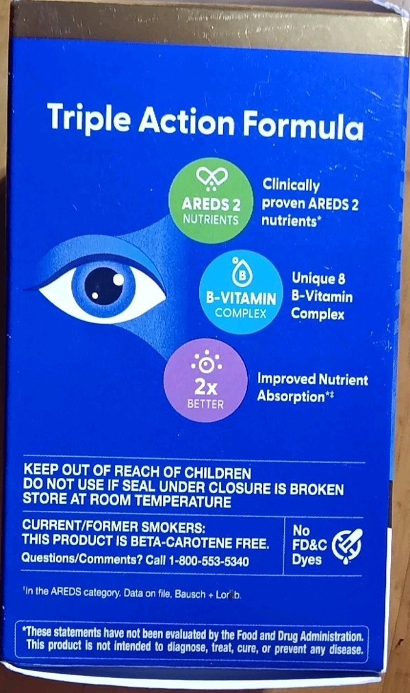 BAUSCH + LOMB PRESERVISION AREDS 3 EYE VITAMIN TRIPLE ACTION 90 X3 270 SOFT GELS