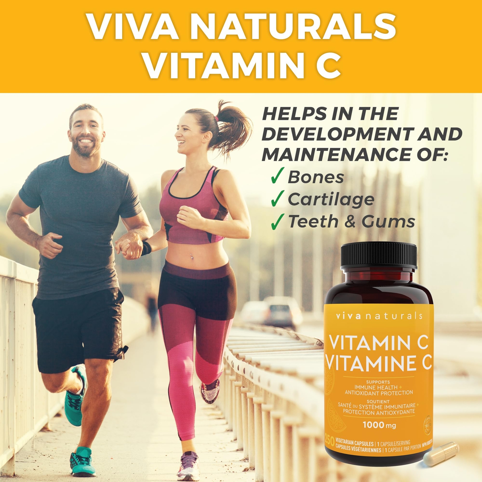 Viva Naturals Vitamin C 1000mg – Non-GMO Vitamin C Supplements with Citrus Biofl