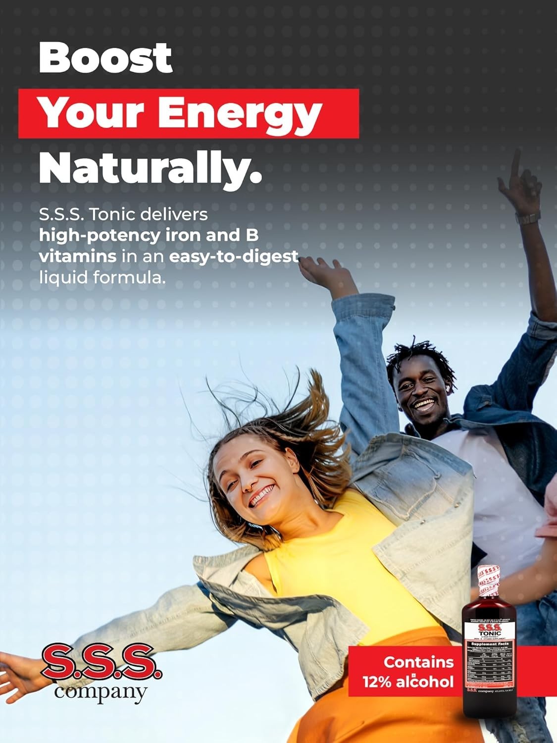 High-Potency Iron & Vitamin B Tonic – Energy Boosting Liquid Supplement 10 Fl Oz