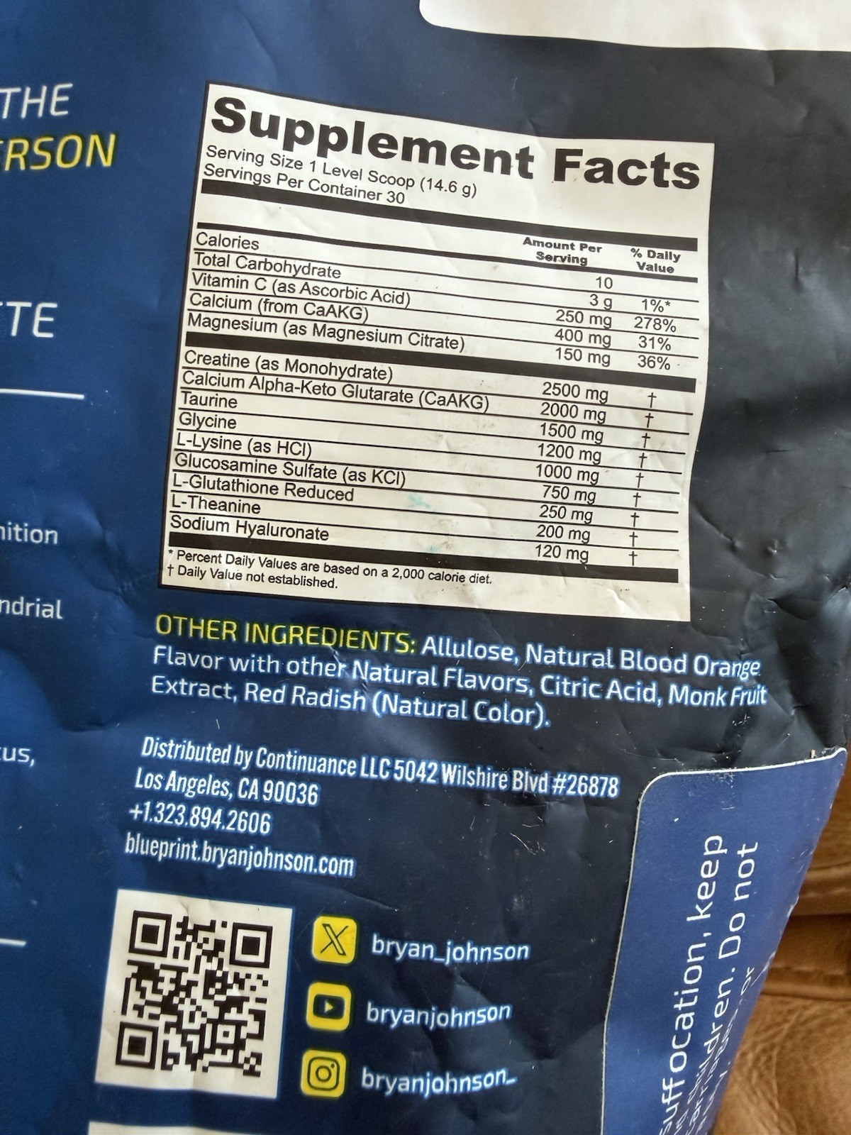 Blueprint Bryan Johnson Longevity Mix – Muscle Builder & Recovery 1-LB Exp: 3/27