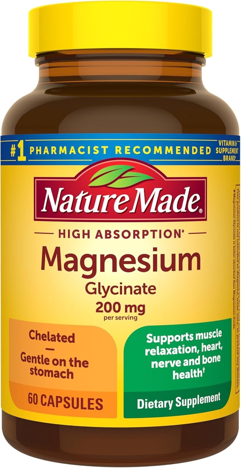 Nature Made Magnesium Glycinate 200 mg Per Serving Capsules, Dietary Supplement
