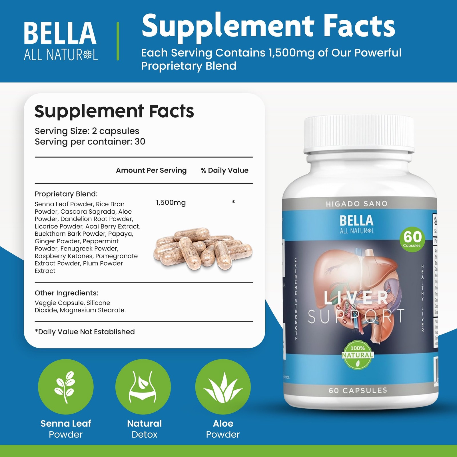Bella All Natural Liver Support Capsules
