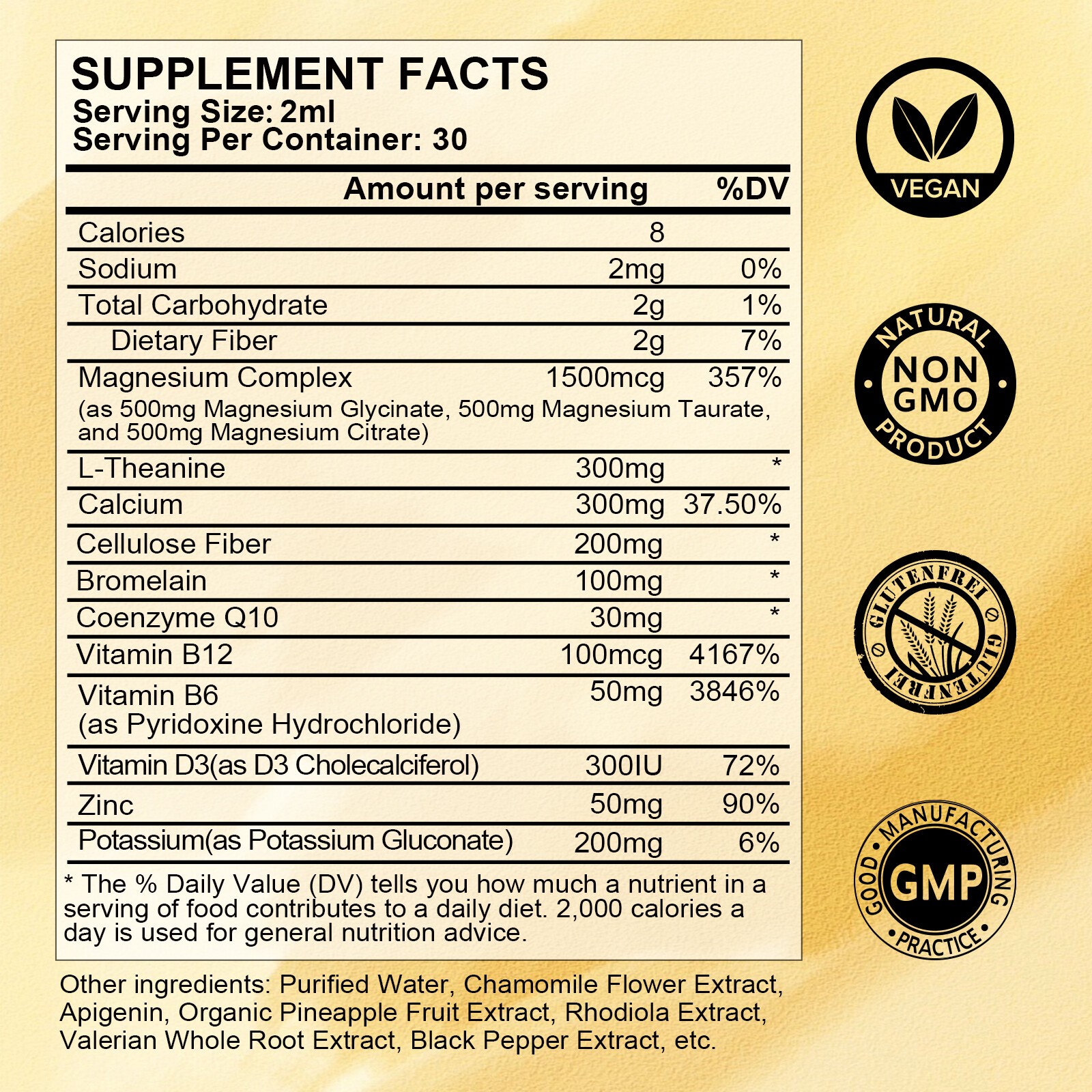 Organic Magnesium Liquid Drops for Sleep/ Anxiety Relief 500mg High Absorption