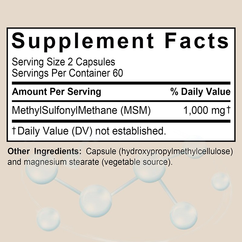 MSM Capsules Joint Mobility,Bone Calcium Absorption & Post-Workout Comfort 120CT