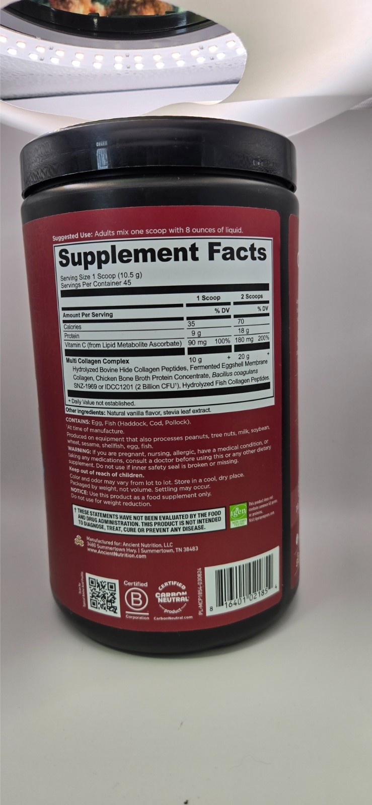 Ancient Nutrition Multi Collagen Protein 16oz / 454.5g Best by 10/13/28