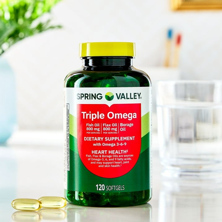 Spring Valley Triple Omega Softgels, Fish Flax & Borage, 120 Count