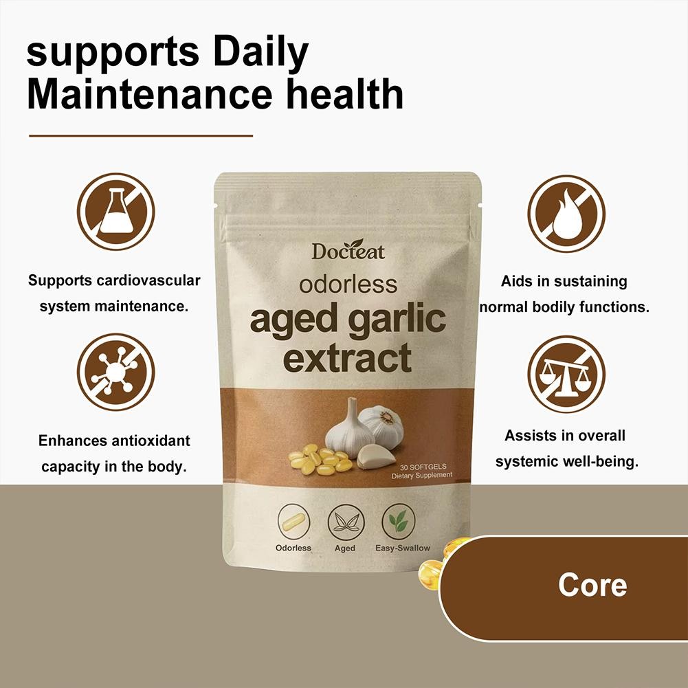 Quality Aged Garlic Extract 30 Softgels – Odorless – Heart Immune Health