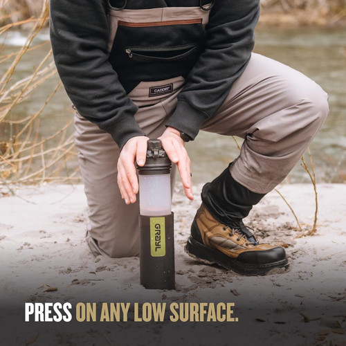 GRAYL GeoPress 24 oz Water Purifier Bottle – Filter for Hiking, Black Camo