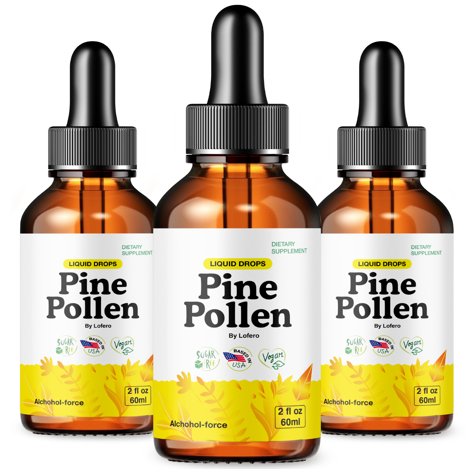 (3 Pack) Pine Pollen Tincture Liquid Drops Support Vitality, Energy (6 oz)