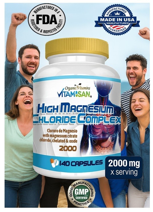 HIGH Cloruro de magnesium Magnesium Chloride High absorption 140 caps & OXIDE