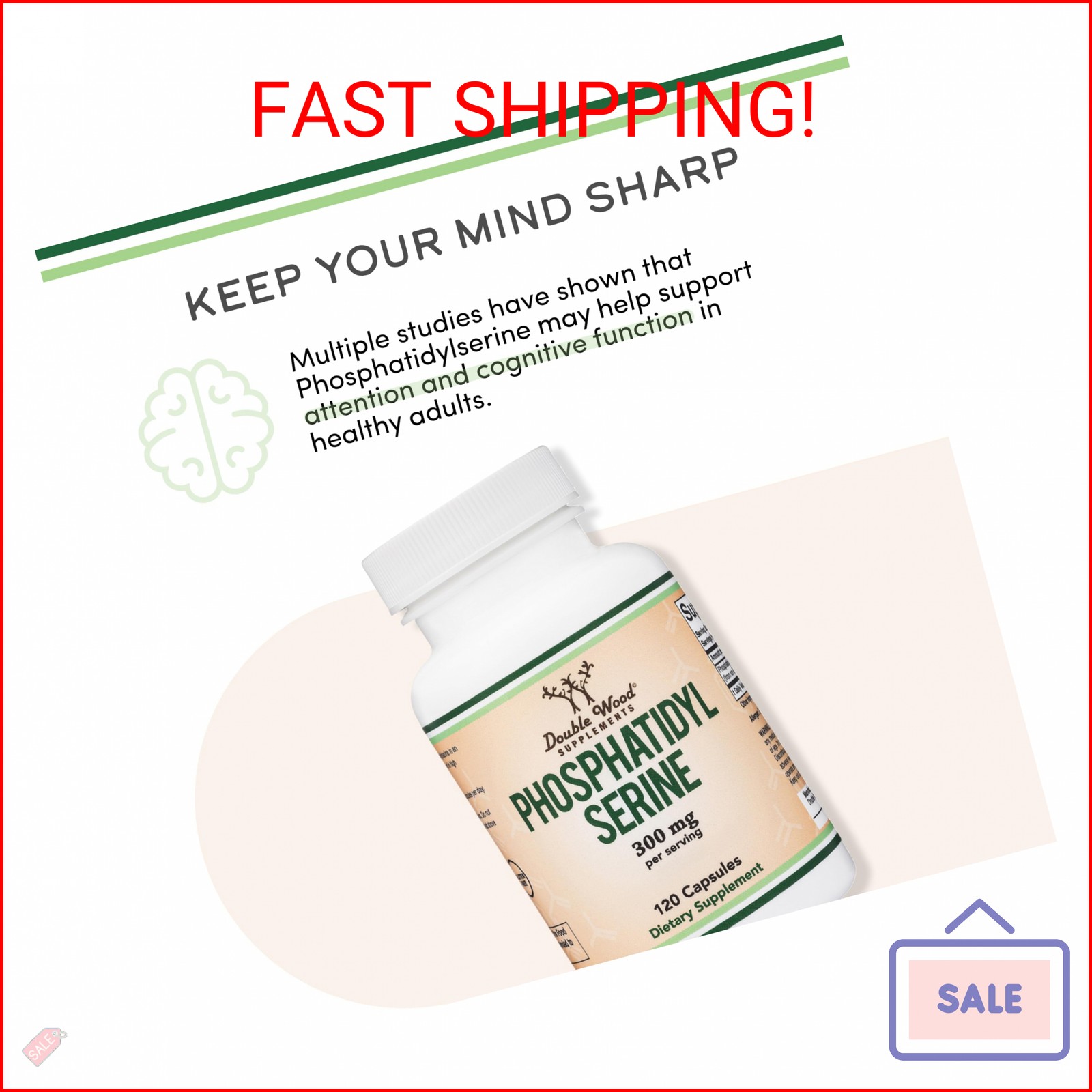 PhosphatidylSerine Supplement 300mg Per Serving, 120 Capsules (Phosphatidyl Seri