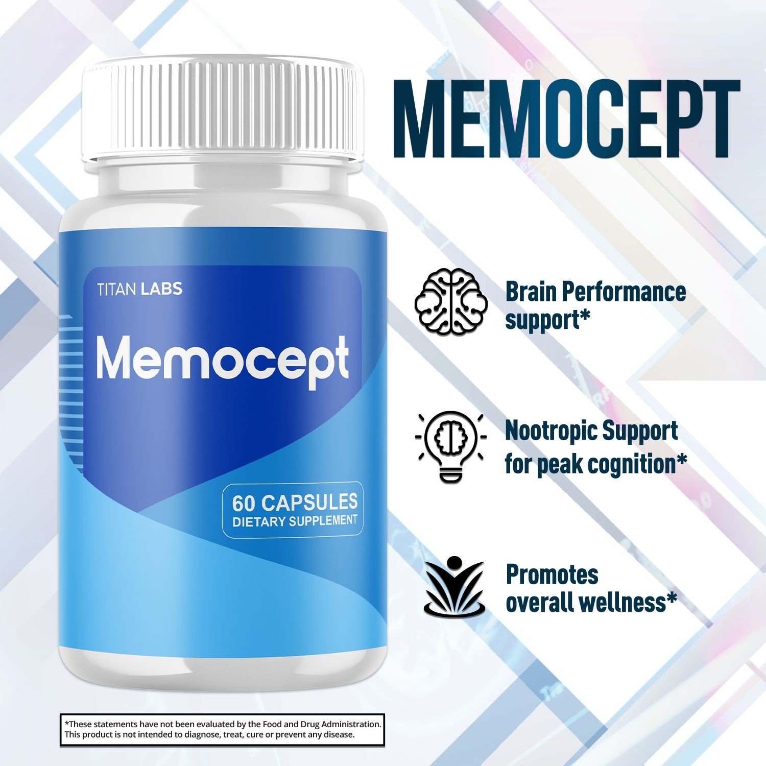 (3 Pack) Memocept Nootropic Natural Formula Brain Supplement Memo Cept 180 Caps
