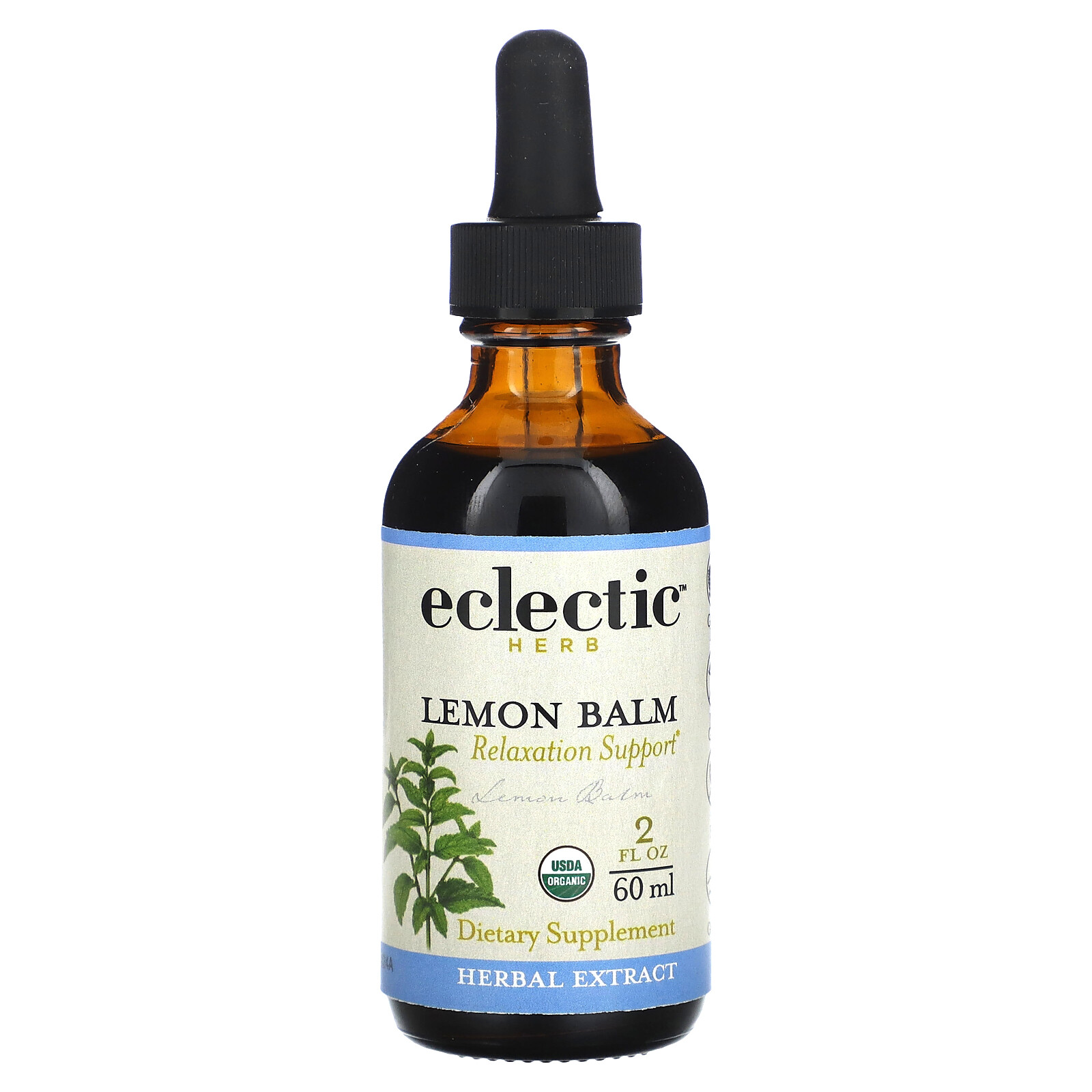 Eclectic Institute Organic Lemon Balm 2 fl oz 60 ml Dairy-Free, Gluten-Free,