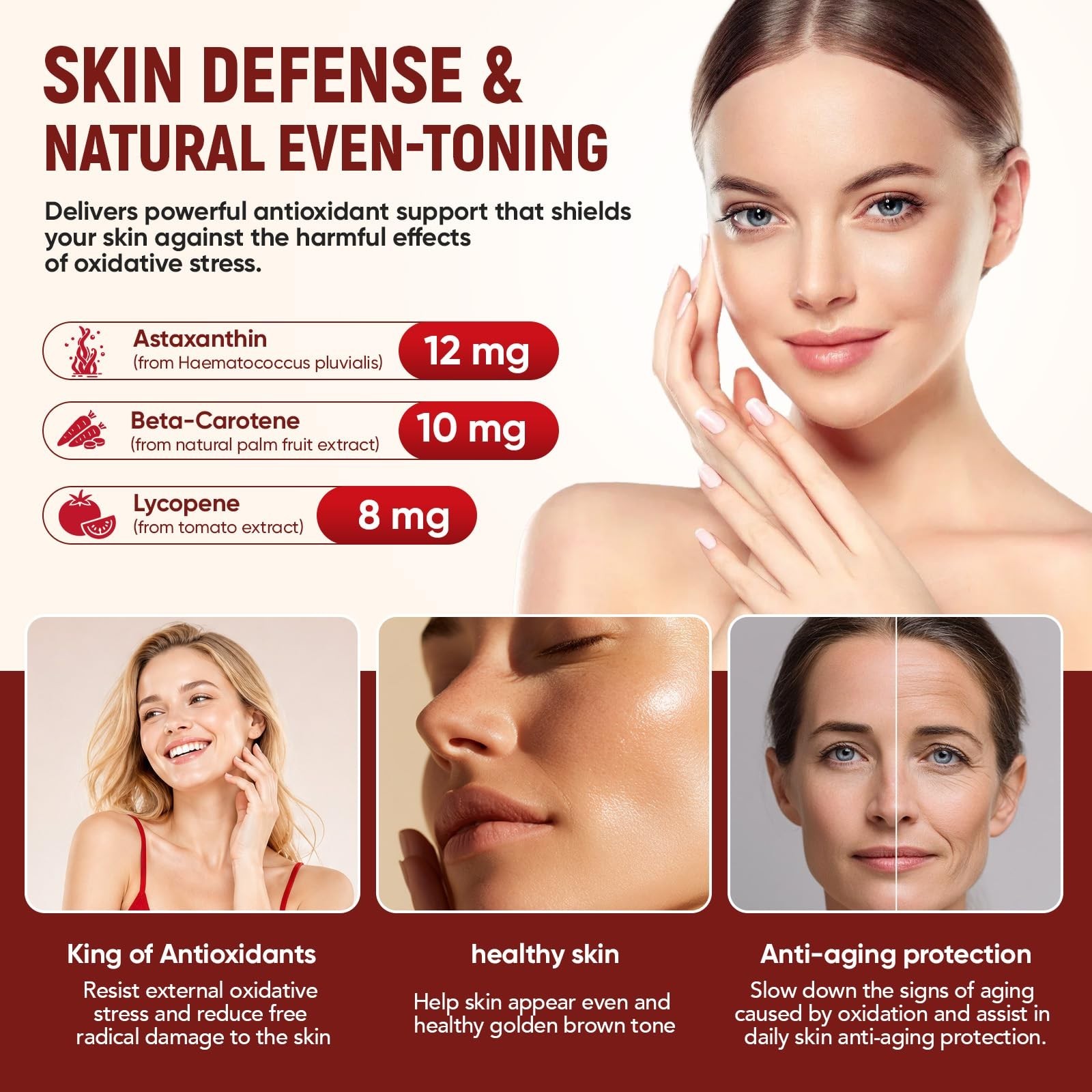 Astaxanthin 12mg Softgels – 10-in-1 Antioxidant Complex for Skin Glow, Eye Healt
