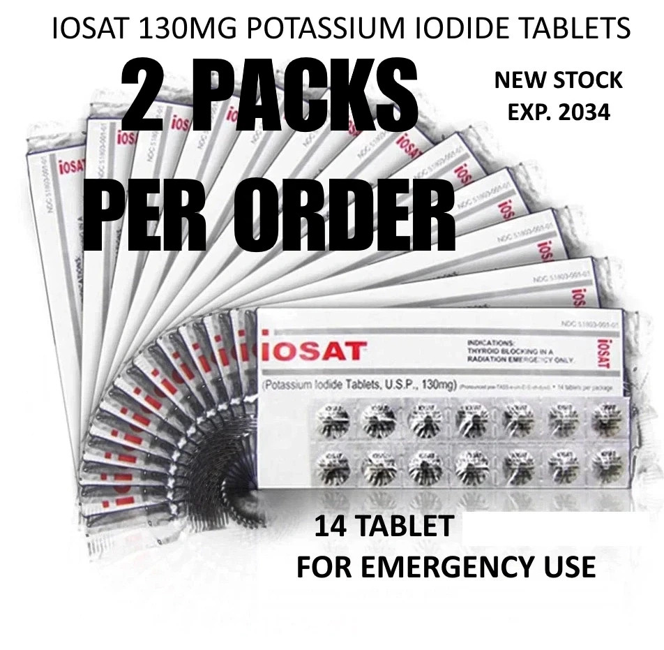 QUALITY GUARANTEED IOSAT Potassium Iodide Tablets 130 mg 2 x Pack ✅ Exp 2034