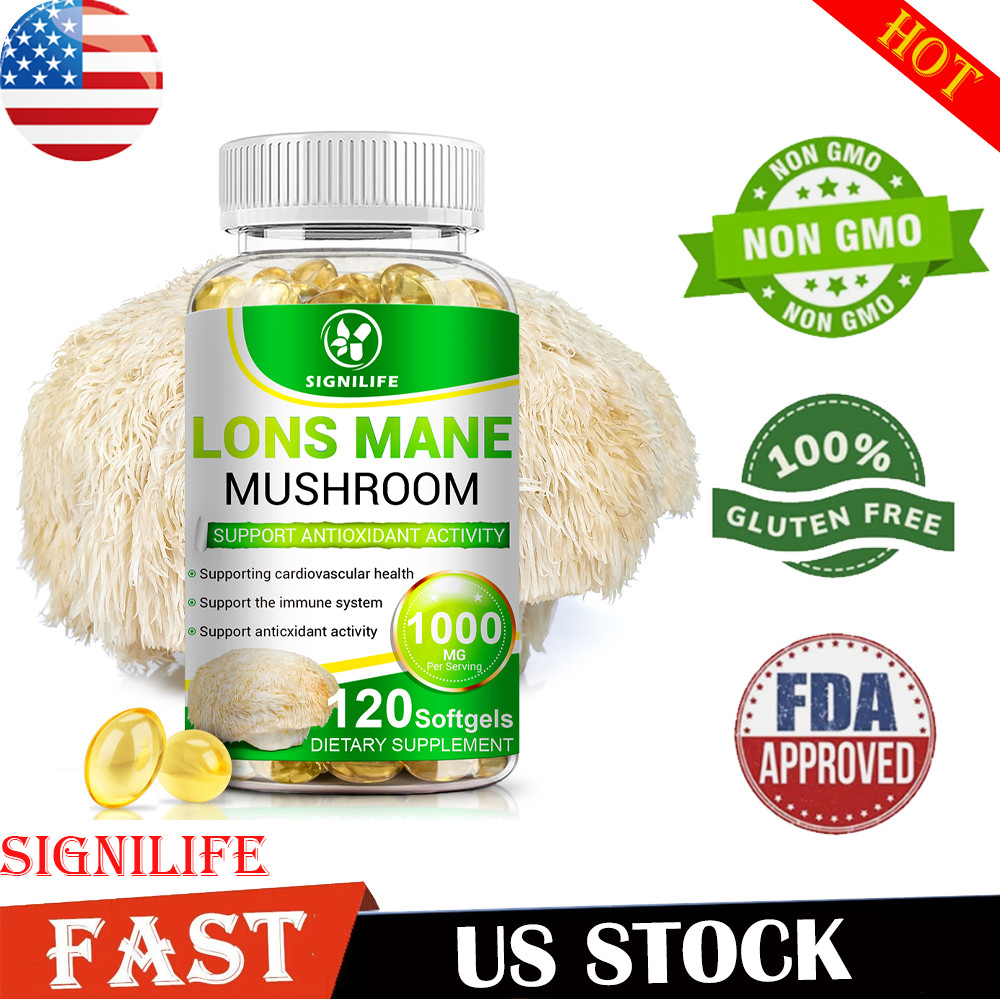 Organic Lions Mane Mushroom Capsules Nootropic Brain Memory Focus Immune Support
