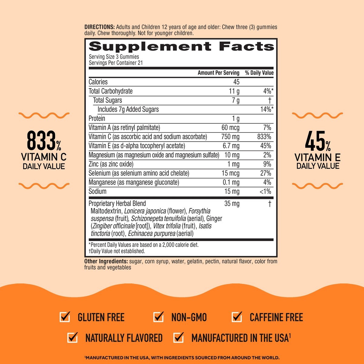 Airborne Immune Support Gummies with Vitamin C & Zinc – Assorted Fruit-63ct