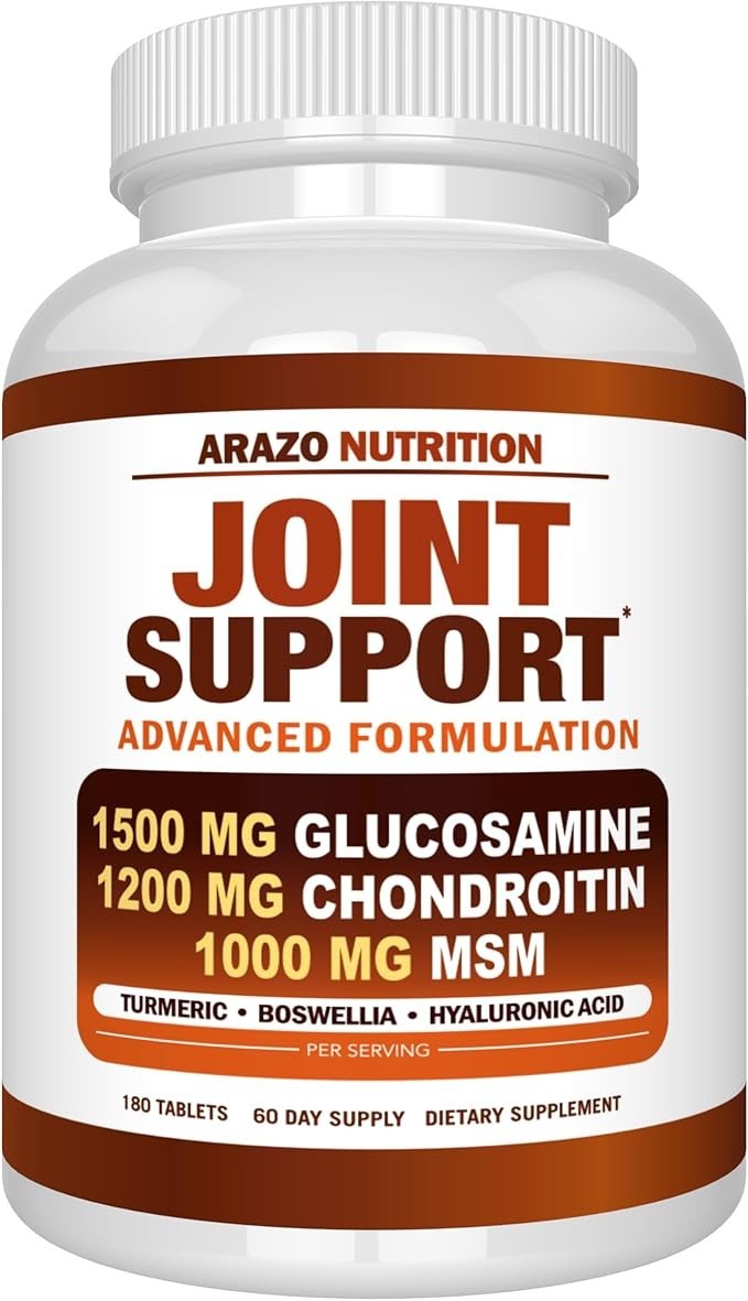 Arazo Nutrition Glucosamine Chondroitin Turmeric MSM Boswellia Joint Support 180