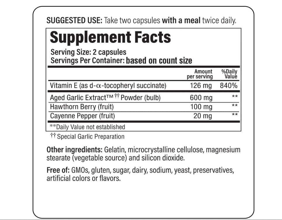 Kyolic Aged Garlic Extract 106 Heart & Circulation Support 100 Capsules