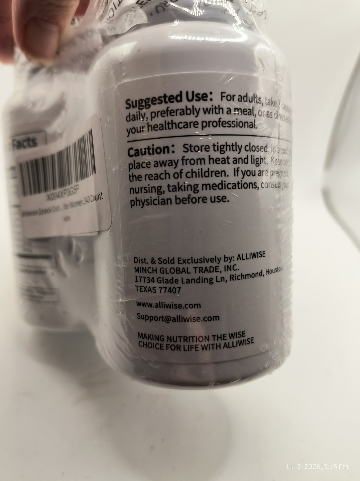 2 Bottles – Alliwise Cortisol Supplements Best By 1/2027 – 120 Capsules Each